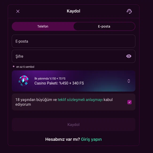 Luks Casino kayıt formu ekranı