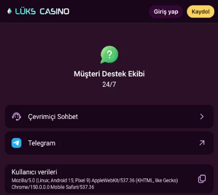 Luks Casino hesap desteği görseli